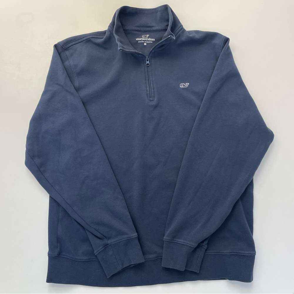 Men's Vineyard Vines Navy Blue 1/4 Zip Pima Cotton Top Pullover Sweater Size M